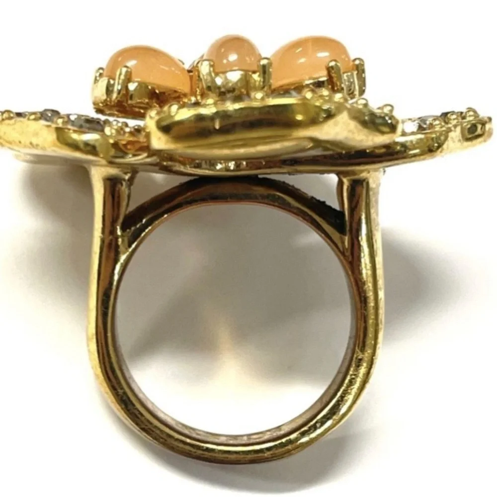 J. Crew Gold and Brown Floral Ring